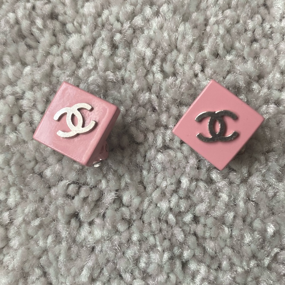 Barbie pink  chanel cc clip-on earrings - so cute!
